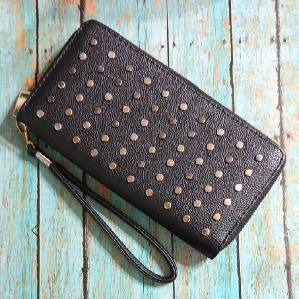 Black Studded Women's Wallet